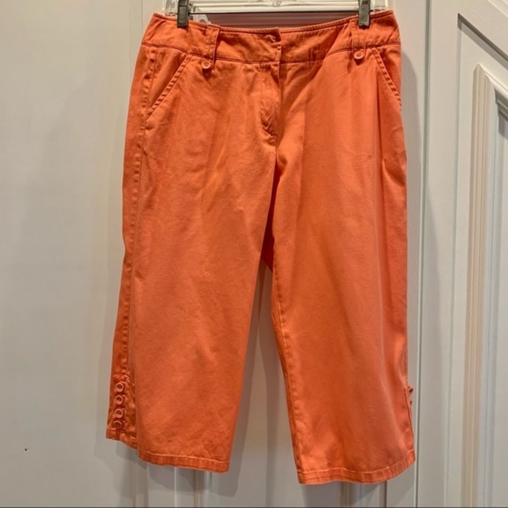 Larry Levine Stretch Peach Cotton Capris 6